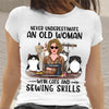 89Customized Never underestimate an old woman with cats & sewing skills Personalized Shirt