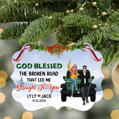 89Customized God Blessed The Broken Road That Led Me Straight To You Jeep Couple Personalized Ornament