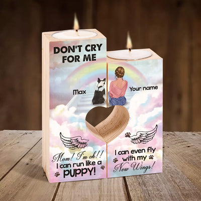 89Customized Personalized Candle Holder Dog Mom Memorial Don't Cry For Me