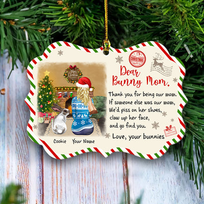 89Customized Dear bunny mom Thank you for being my mom Personalized Ornament