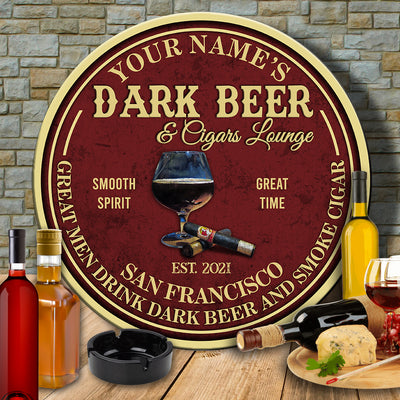 89Customized Great men drink dark beer and smoke cigars personalized wood sign