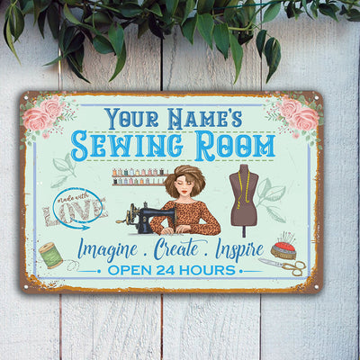 89Customized My Happy Place Sewing Room Personalized Metal Sign