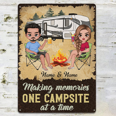89 Customeized Making memories one campsite at a time Doll Camping Couple Ver.4 Personalized Metal Sign