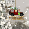 89Customized Christmas Jeep girl and dog Customized Ornament