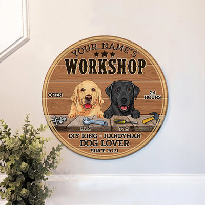 89Customized Garage handyman dog lover Customized Wood Sign
