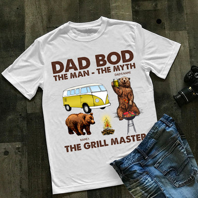 89Customized Daddy bear The man the myth the grill master camping personalized shirt