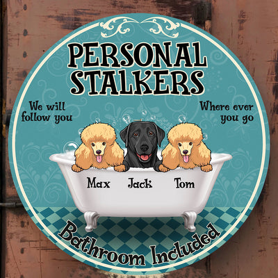 89Customized Personalized Wood Sign Bathroom Personal Stalker Dog