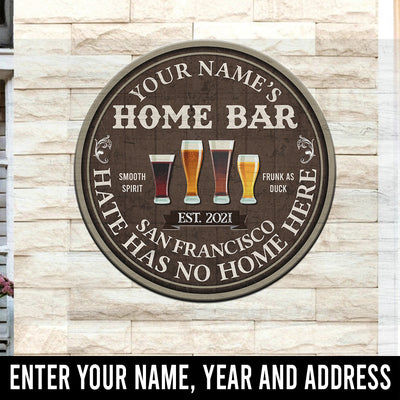 89Customized Hate has no home here beer bar personalized wood sign