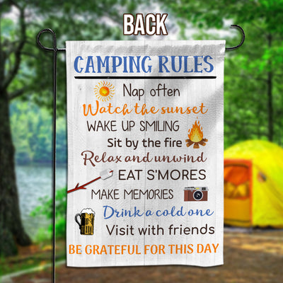 89Customized Personalized 2 Sided Flag Camping Rules Dog