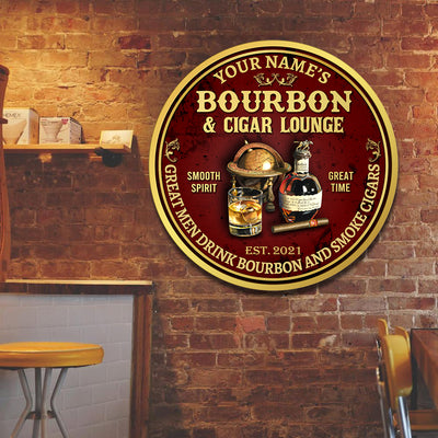 89Customized Great men drink Bourbon and smoke Cigars 5 Customized Wood Sign