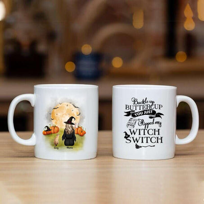 Personalized Ceramic Mug Reading-Witch Loves Cat