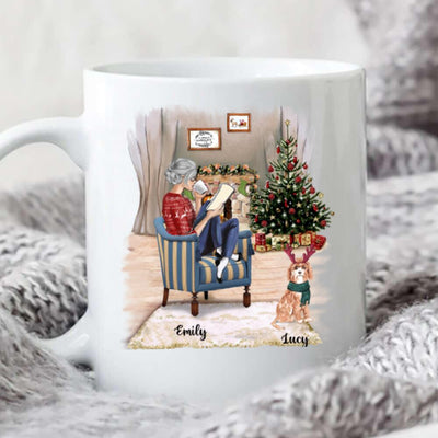 Personalized Mug Christmas Girl Loves Book And Dogs