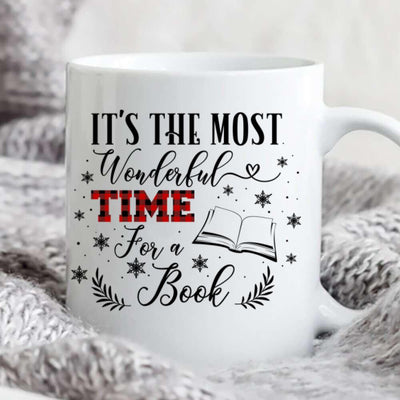 Personalized Mug Christmas Girl Reading Book Loves Cats