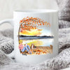 Personalized Mug Autumn Girl At Dock Reading Books Loves Dogs