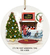 Personalized Circle Ornament Christmas Girl Loves Cats Reading Book 3