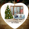 Personalized Heart Ornament Christmas Girl Reading Book Loves Cats