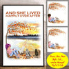 Personalized Poster Autumn Girl Reading And She Lived Happily Ever After