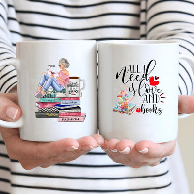 Personalized Mug Girl Loves Books