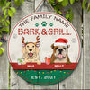 89Customized Backyard Bark & Grill Christmas Dogs Personalized Wood Sign