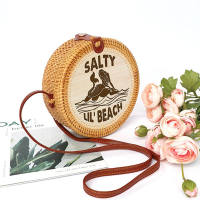 89 Customeized Salty lil' beach rattan straw bag