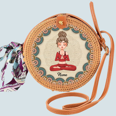 89 Customeized Yoga Meditation Mandala Personalized Rattan Straw Bag