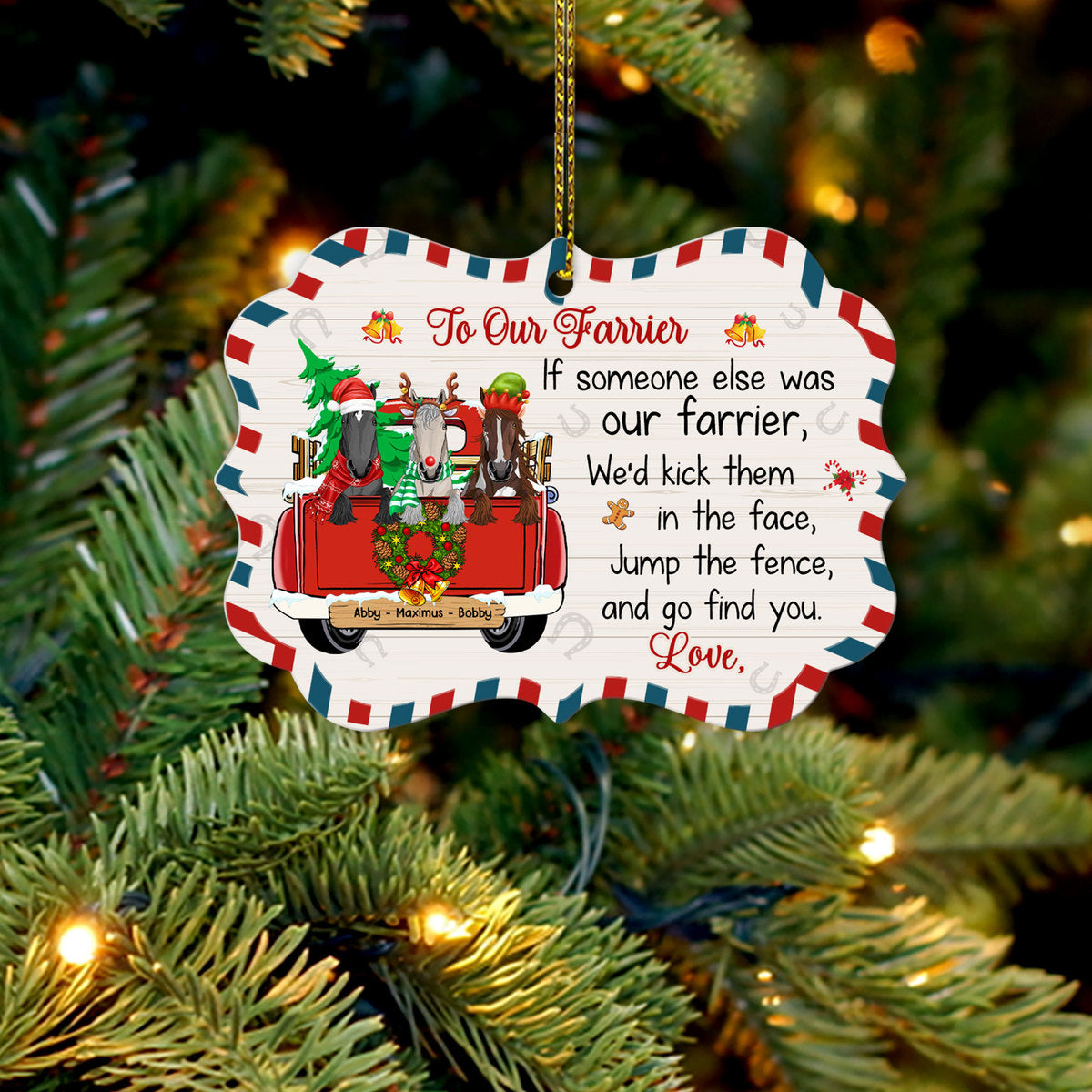 89Customized Thank You For Being My Farrier Horse Lovers Personalized One Sided Ornament