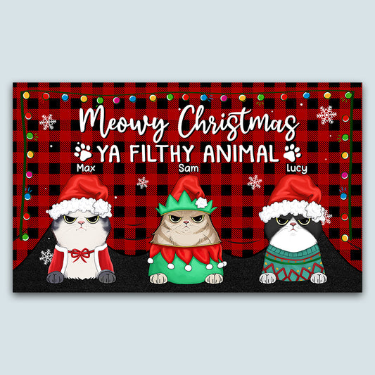89Customized Meowy Christmas Filthy Animal Cat Lovers Personalized Doormat