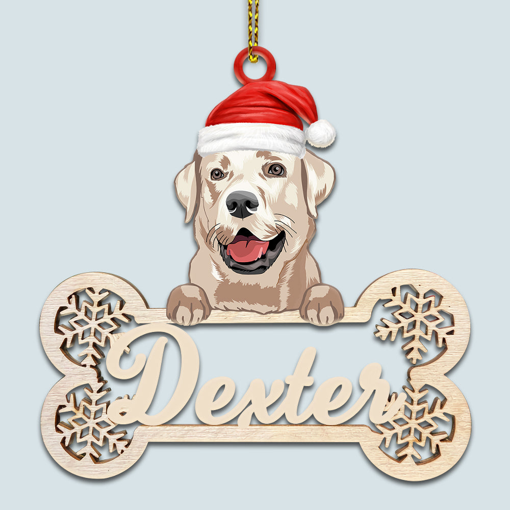 89Customized Christmas Peeking Dog Personalized One Sided Ornament
