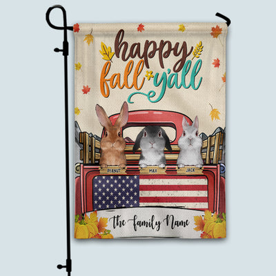 89Customized Happy Fall Y'all Bunny Lovers Personalized Garden Flag
