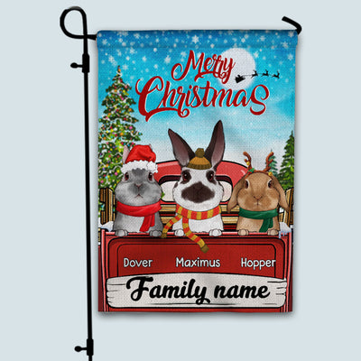 89Customized Merry Christmas Rabbit Lovers Personalized Garden Flag