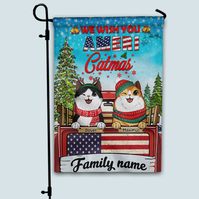 89Customized We Wish You AMERI Catmas Personalized Garden Flag