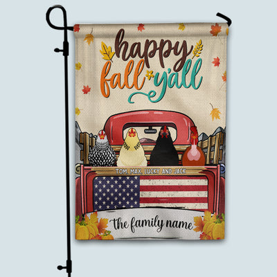 89Customized Happy Fall y'all chickens version personalized flag