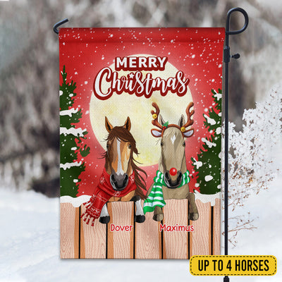 89Customized Horses Merry Chistmas Personalized Garden Flag
