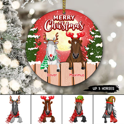 89Customized Merry Christmas From Horses Personalized One Sided Ornament
