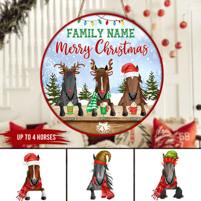 89Customized Merry Christmas Horse Lovers Personalized Wood Sign