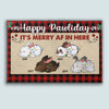 89Customized Happy Pawliday It's Merry AF In Here Rabbit Personalized Doormat
