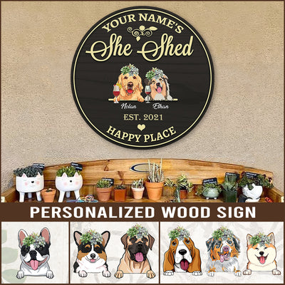 89Customized Personalized Wood Sign Gardening She Shaed Dog