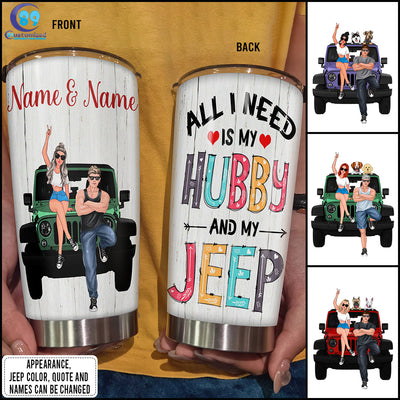 89Customized Just A Girl Who Loves Jeep And Her Hubby Personalized Tumbler