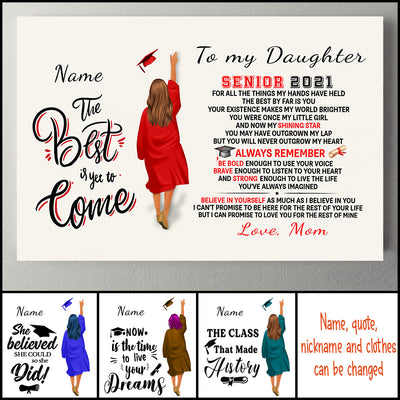 89Customized to my daughter senior 2021 graduation personalized horizontal poster - girl version