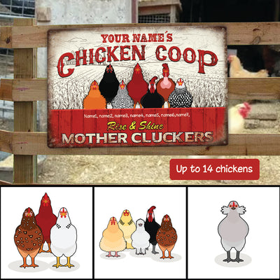89Csustomized Rise and shine mother cluckers chicken coop personalized printed metal sign