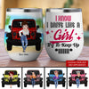 89Customized I Know I Drive Like A Girl Try To Keep Up Personalized Wine Tumbler