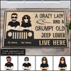 89Customized A crazy lady and a grumpy old jeep lover live here Personalized Doormat