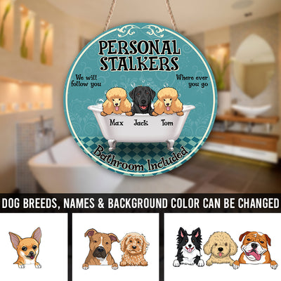 89Customized Personalized Wood Sign Bathroom Personal Stalker Dog