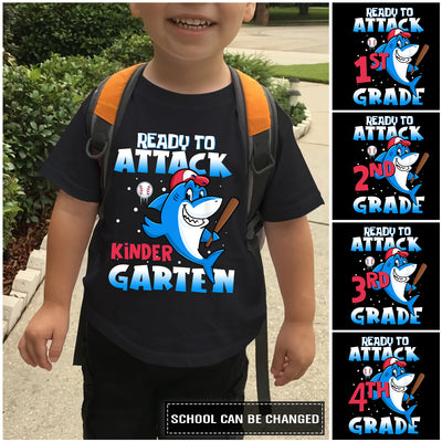 89Customized ready to attack school baseball shark personalized youth t-shirt