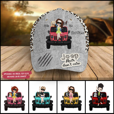 89Customized Jeep hair dont care leopard pattern Chibi jeep girl and dog Customized Cap