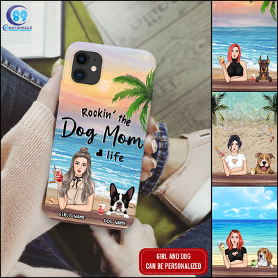 89Customized Rockin' the dog mom life Girl and Dog Customized Phone Case