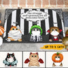 89Customized The strange and unsual are all welcome here cats halloween personalized doormat