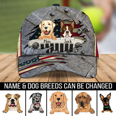 89Customized Personalized Cap Jeep Dog American Flag