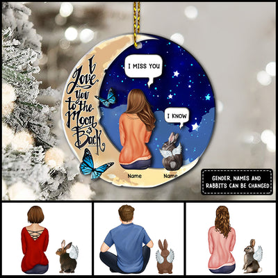 89Customized I Love You To The Moon And Back Rabbit Lovers Layered Wooden Ornament