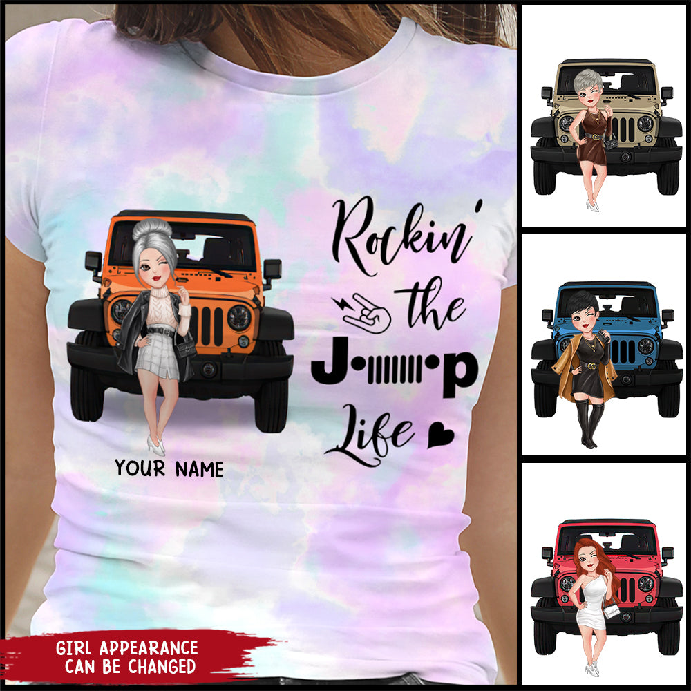 89Customized Rockin' the jeep life tie dye jeep girl Customized 3D Fullfilled Shirt